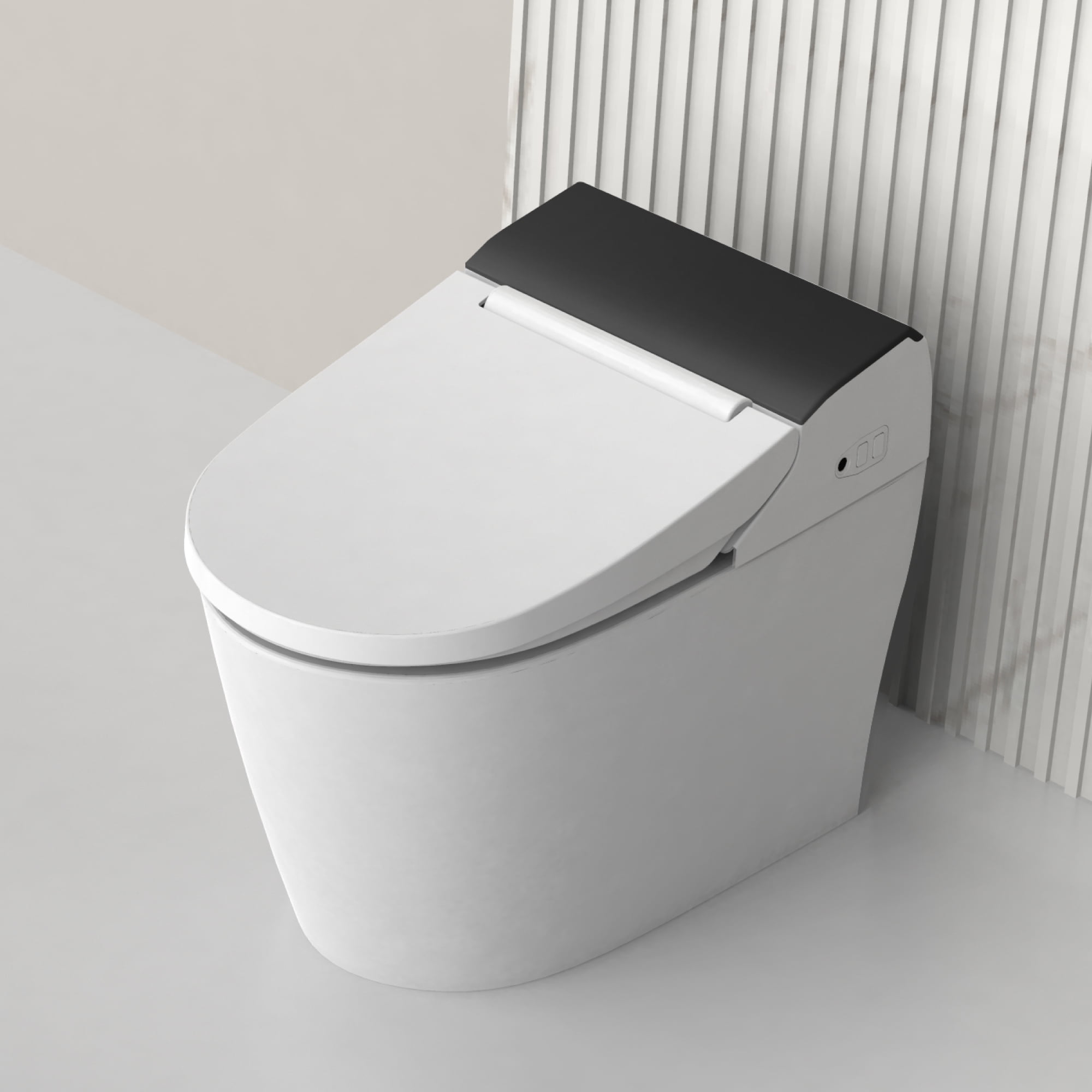 Elongated White Porcelain Smart Bidet Toilet with Heated Seat