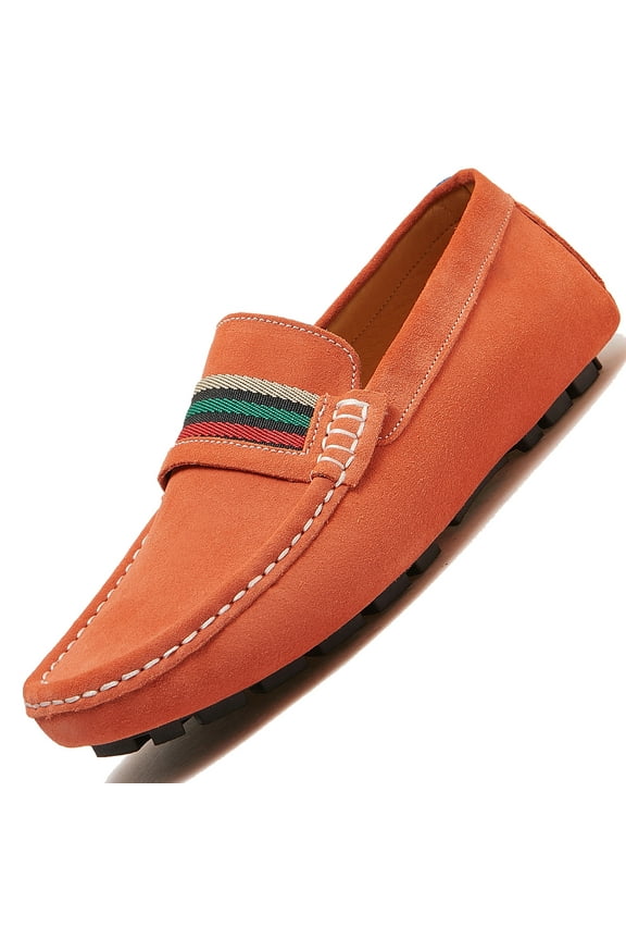 Men's Penny Loafers Moccasin Driving Shoes Slip on Flats Boat Shoes Male Genuine Suede Leather Loafer