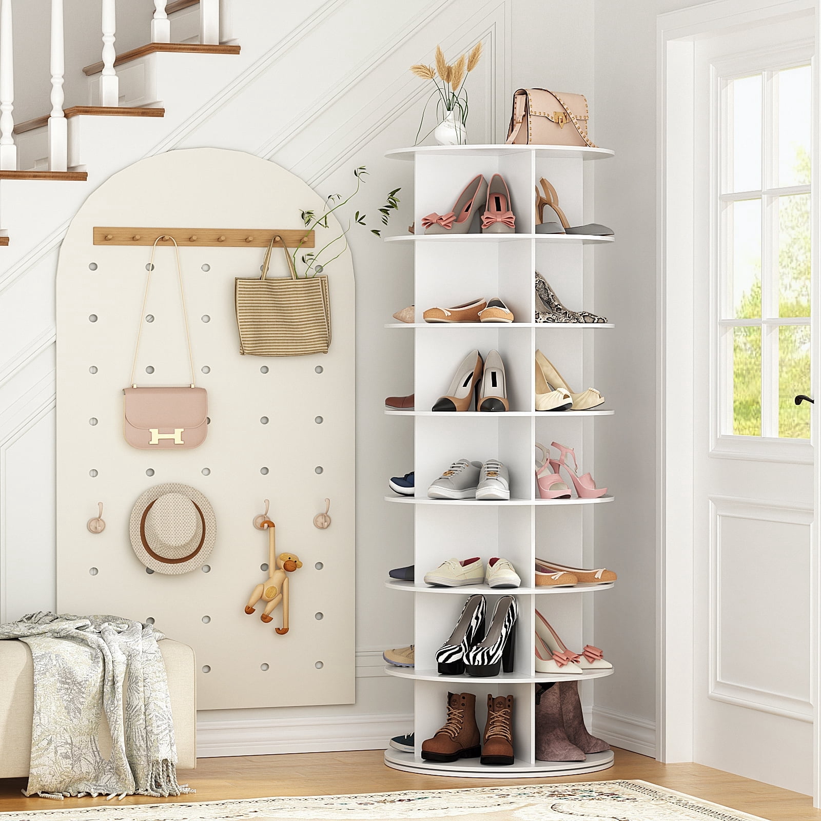 Rotatable Closet Racks Closet Organizer Loft + Ivy 7-Tier Spinning Shoe Rack – Holds 28 Pairs ...