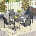 thumbnail image 1 of VOXBIN 5 Pieces Patio Dining Set – 40.6" Round Outdoor Table with 4 Stackable Chairs, Gray Table and Dark Gray Chairs，For Garden, 1 of 10