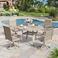 thumbnail image 1 of VOXBIN 5 Pieces Patio Dining Set - 40.7" Round Metal Table and 4 Swivel Chairs, Sandshell Table and Sandshell Chairs, 1 of 9