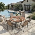 thumbnail image 1 of VOXBIN 7 Pieces Patio Dining Set – 50" Round Outdoor Table with Stackable Chairs, Walnut Table and Brown Chairs, for Garden, 1 of 9