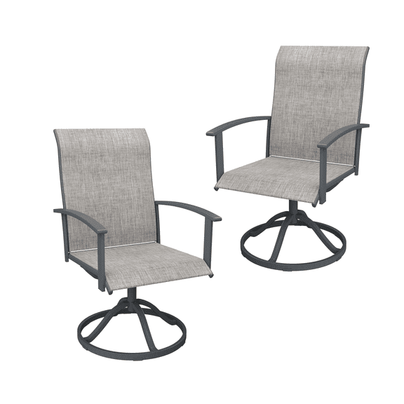 VOXBIN Outdoor Dining Chairs Set of 2, All Weather Patio Swivel Chairs with Metal Frame for Lawn Garden Backyard Deck,Grey