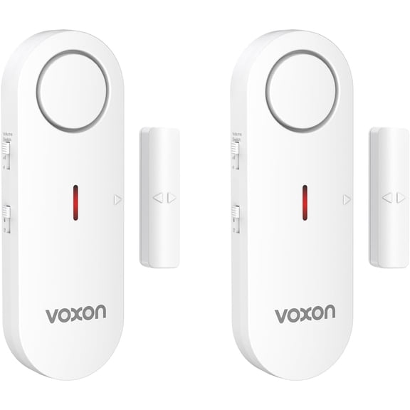 VOXON Door Alarms for Kids Safety - Window Personal Home Security 2 in 1 Chime/Alarm | 3-Level Volume Control Burglar Sensor Alarm Pool House Rooms Garage RVs Pack