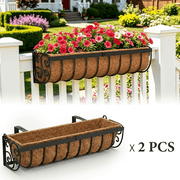 VOXOR Window Box Planters Metal Adjustable Brackets Black 2-Pack 24 Inch
