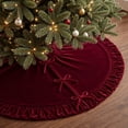 thumbnail image 1 of VOXOR Large Christmas Tree Skirt, Velvet Burgundy Tree Skirts with Center Pleats and Plush Tie Closures for Christmas Party Favors Decor, 1 of 7