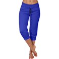 VOYOAO Women's Capris Pants Cropped Joggers Elastic Waist Drawstring