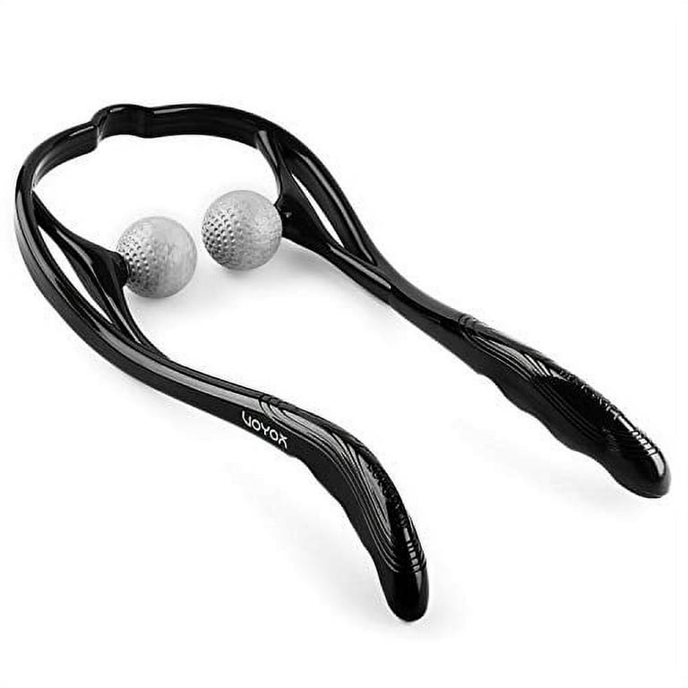 Lyanxinlei Neck Massager Handheld Shiatsu Deep Tissue Dual Trigger Point  Shoulder Massage Tool with Balls for Self Muscle Tension Relief &Scalp  Massager Extra Gift (2Pack) Black