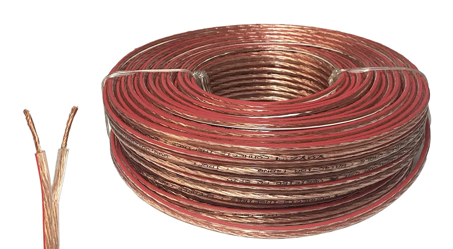 VOYZ 16AWG Speaker Wire Cable with Flexible Oxygen Free Clear PVC Sheathing – Ideal for Home Theater Speakers and Car Speakers Installation – (100 Feet)
