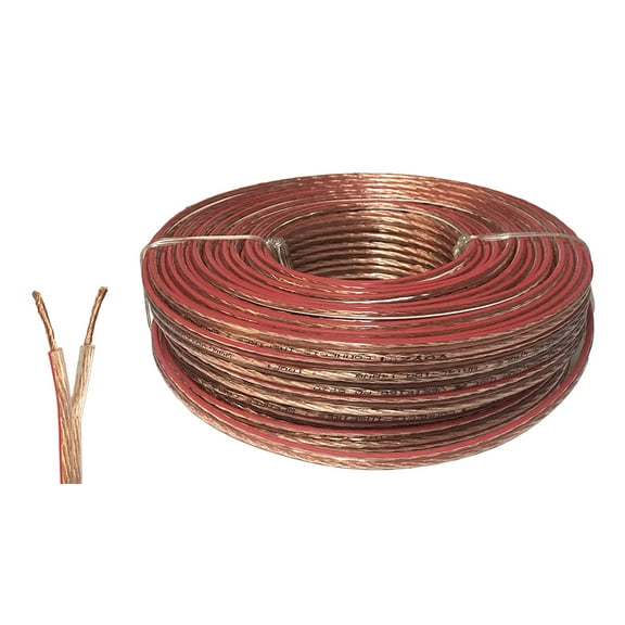 VOYZ 16AWG Speaker Wire Cable with Flexible Oxygen Free Clear PVC Sheathing Ideal for Home Theater Speakers and Car Speakers Installation (100 Feet)