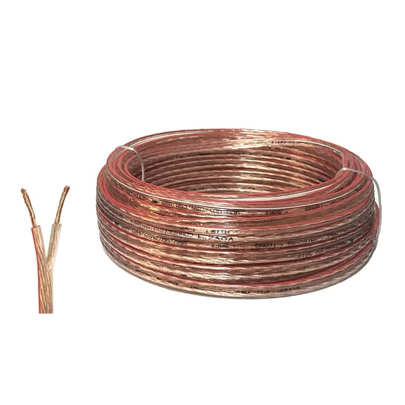 VOYZ 16AWG Speaker Wire Cable with Flex Oxygen Free Clear PVC Sheathing Ideal for Home Theater Speakers and Car Speakers Installation (50 Feet)