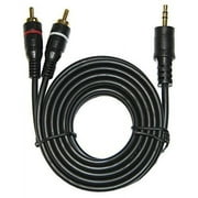 VOYZ 3.5mm Mini Plug to Two RCA Plugs Audio Y Cable Splitter 12 Feet PS-209-12