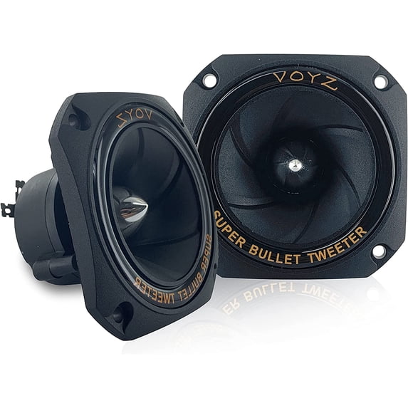 VOYZ 400W 3.5” Piezo Super Horn Tweeters - Aluminum Diaphragm - 4-8 Ohms – Black - 1 Pair (PET-1943)