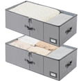 thumbnail image 1 of VOZOGO 10" High Under Bed Storage Containers, Clear Lid & Visible Window, Label Holder, 2 Pack Gray, Underbed Bedding Organizer for Bed Sheets, Pillow, Clothes, 1 of 4