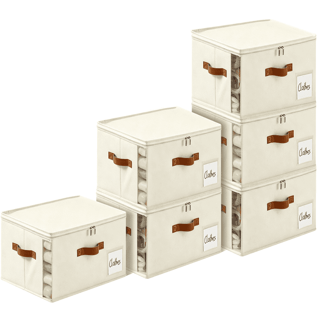 VOZOGO 6PCS Large Bedding Storage Bins with Lids, Foldable Zipper ...