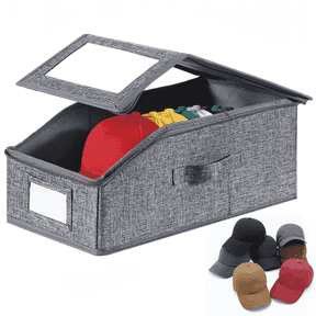 VOZOGO Hat Storage for Baseball Caps, Stackable Hat Organizer Holder, Dust-Proof Hat Boxes Container with Clear Window for Home,Gray
