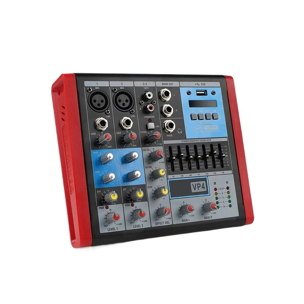 VP-4 Professional 4 Channels Mixer DJ Controller with Bluetooth USB Interface for Stage Studio
