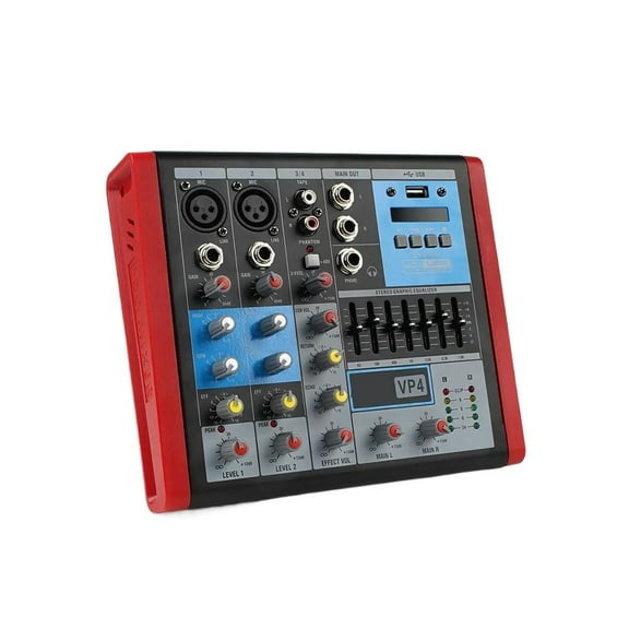 VP-4 Professional 4 Channels Mixer DJ Controller with Bluetooth USB Interface for Stage Studio