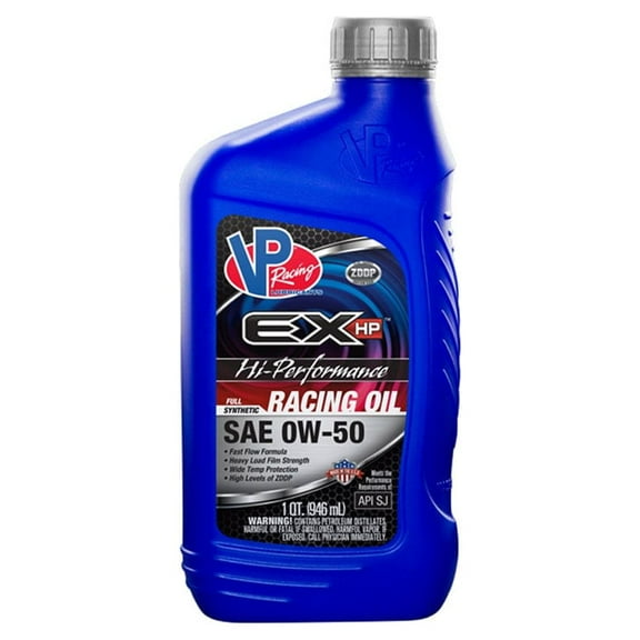 VP EX HP SAE 0W-50 Hi Perf Wide Viscosity Heavy Load Racing Oil Quart Bottle