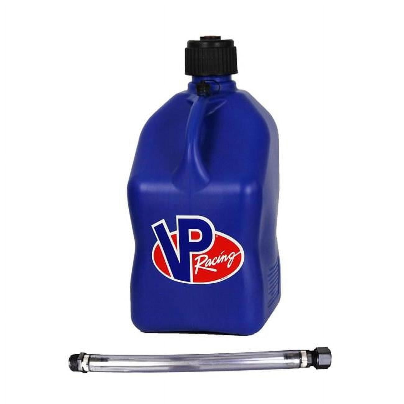 VP Racing 3532-CA, 5.5 Gallon Square Motorsport Jug, Blue & 14" Standard Hose (1 Pack)