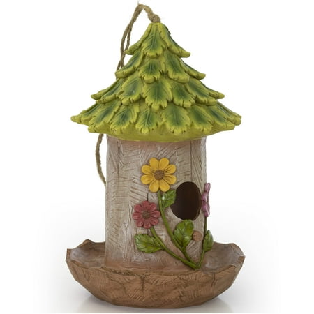 VP Home Decorative Hand-Painted Feathered Feeder Birdhouse"".