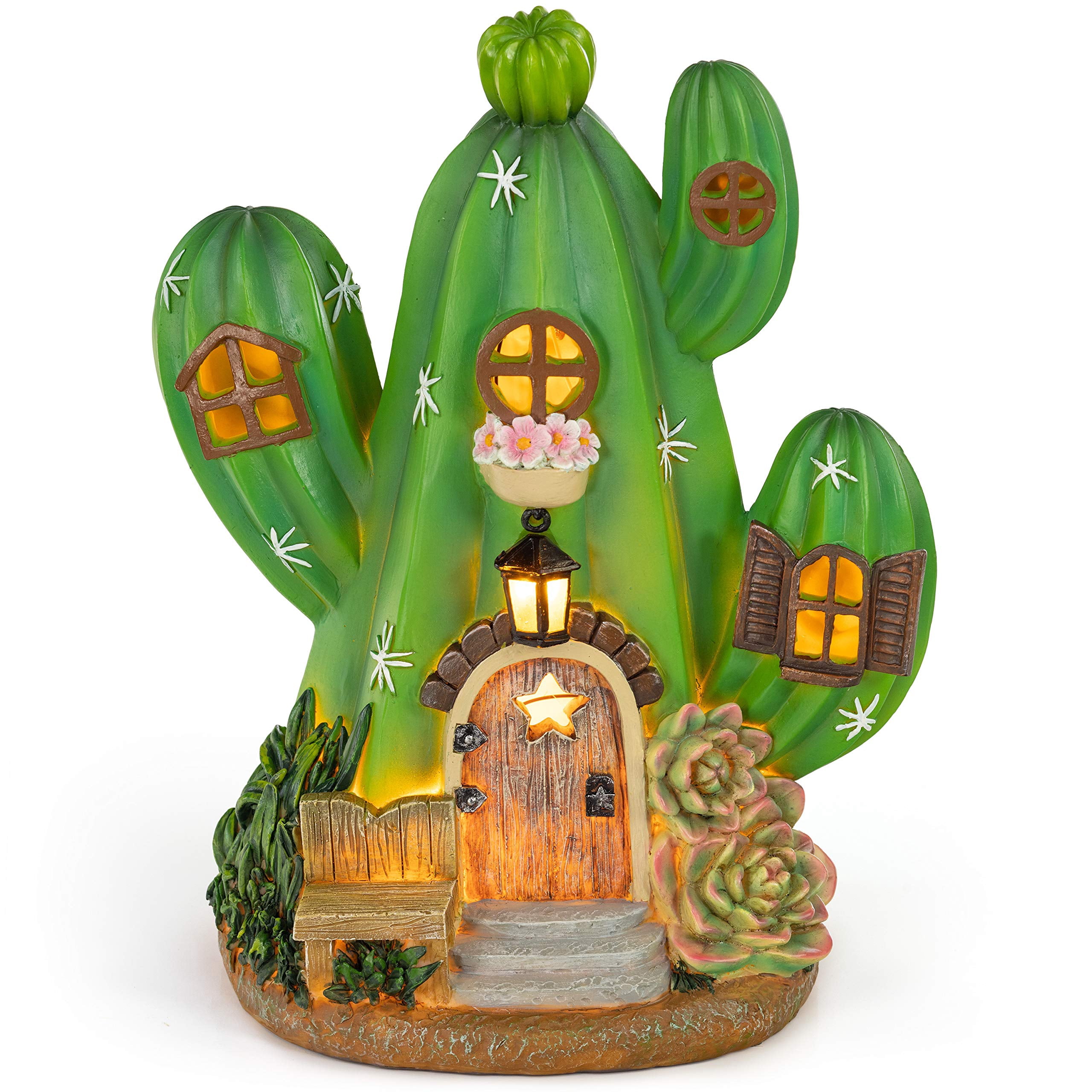 VP Home Enchanted Cactus Cottage, Solar Powered LED Outdoor Garden Decor,  Polyresin, 7.5x10x5 Inches - Walmart.com