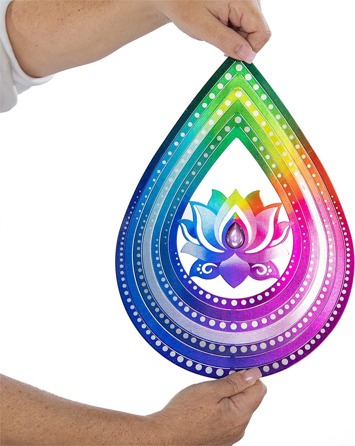 Lotus Teardrop Multicolor Electroplated Steel Wind Spinner