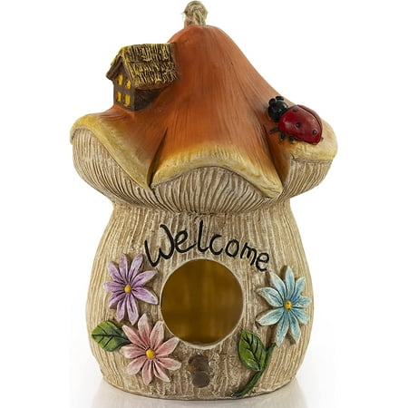 VP Home Mushroom Welcome Decorative Hand-Painted Bird Houses for Outdoors