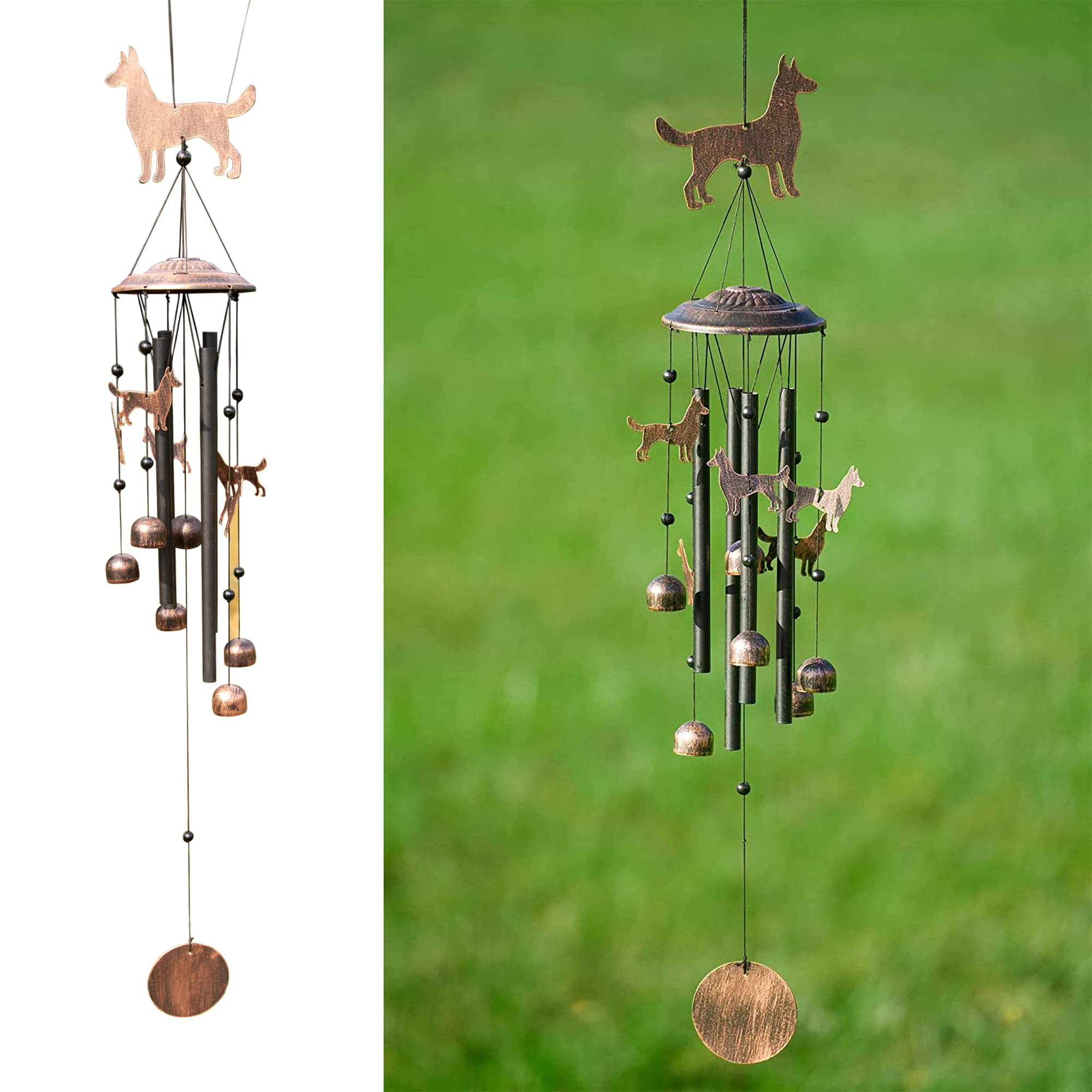 40" Brown Iron Dog-Themed Outdoor Wind Chimes