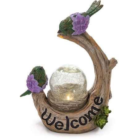 VP Home Welcome Birds Tree Trunk Solar Powered LED Outdoor Decor Garden Light