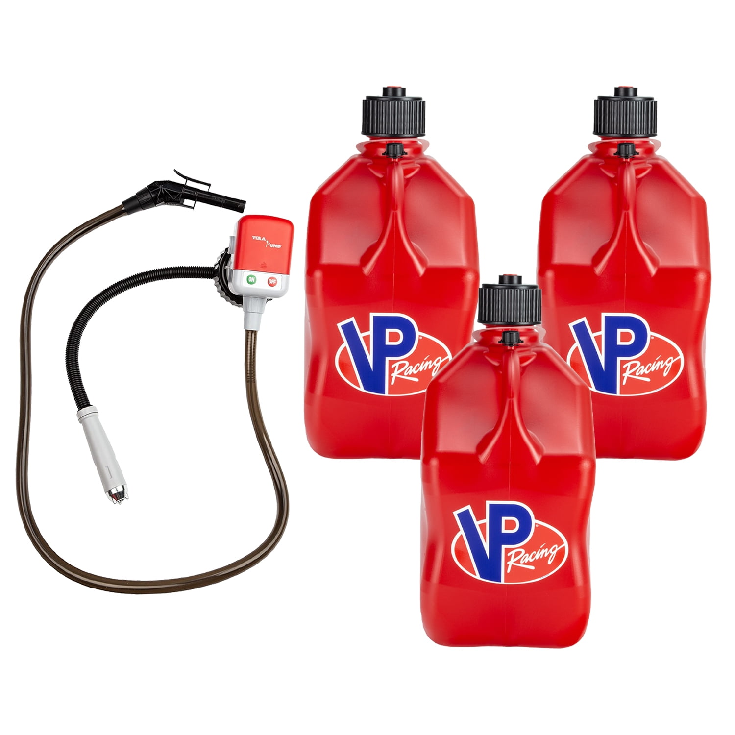 VP Racing 3512-CA, 5.5-Gal. Red Jug(3PK) w/Battery Powered Fuel