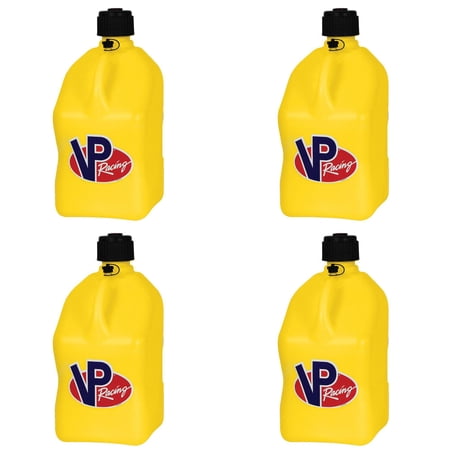 VP Racing 3552-CA, 5.5 Gallon Motorsport Racing Liquid Container Motorsport Jug with Contoured Handle, Multipurpose Cap and Rubber Gaskets, Yellow (4 Pack)