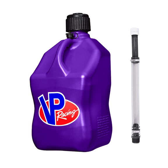 VP Racing 3612-CA, 5.5-Gallon Square Motorsport Jug Translucent Purple w/ 14" Deluxe Hose Close-Trimmed Cap and Neck for Tight Seal (1 Pack)