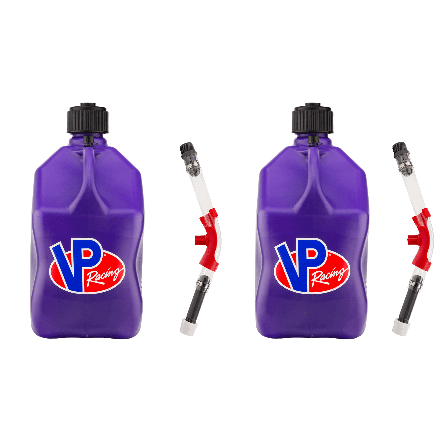 VP Racing 3612-CA, SQUARE Motorsport Jug 5.5 GALLON -Translucent Purple, With Deluxe Filter Hose, and Hose Bender - (2 Pack)