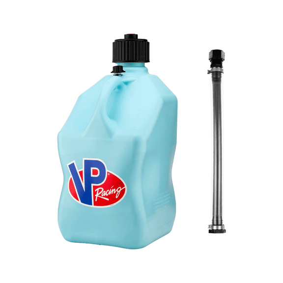 VP Racing 3632-CA, 5.5-Gallon Square Motorsport Jug Sky w/ 14" Standard Hose Close-Trimmed Cap and Neck for Tight Seal (1 Pack)