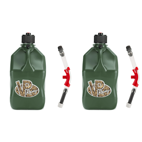 VP Racing 3842-CA, SQUARE Motorsport Jug 5.5 GALLON -Camo, With Deluxe Filter Hose, and Hose Bender - (2 Pack)