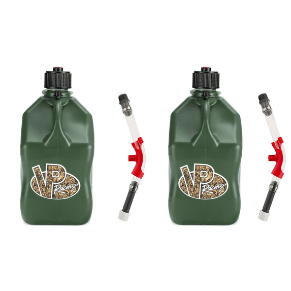 VP Racing 3842-CA, SQUARE Motorsport Jug 5.5 GALLON -Camo, With Deluxe Filter Hose, and Hose Bender - (2 Pack)