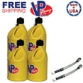 thumbnail image 1 of VP Racing 4 Pack Yellow 5 Gallon Round Fuel Jug Gas Can + 2 Deluxe Fill Hoses, 1 of 3