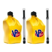 VP Racing 5.5-Gallon Square Motorsport Racing Utility Liquid Fuel Container Jug and 14 In Deluxe Hose Kit and Multipurpose Cap, Yellow 2 Pack