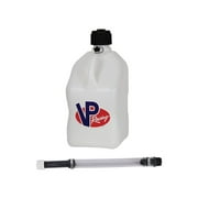 VP Racing 3522-CA 5.5-Gallon Square Motorsport Jug, White w/14 Inch Deluxe Filter Hose Close -Trimmed Cap and Neck for Tight Seal 1 Pack