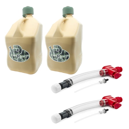 VP Racing 4042-CA, No Spill Trigger Hose Fluid Control System with VP Racing 5.5 Gallon Motorsport Racing Jug, Tactical Tan (2 Pack)