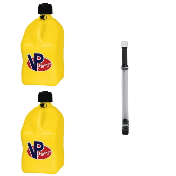 VP Racing Fuels 5.5 Gallon Utility Jugs (2 Pack) with 14 Inch Hose, Yellow