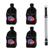 VP Racing 3582-CA, 5.5 Gallon Square Motorsport Jug Black & 14 Inch Hose 4 Pack