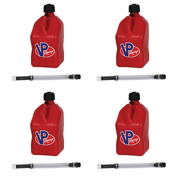 VP Racing Fuels 5.5 Gallon Utility Jugs with Deluxe Hoses, Red (4 Pack)