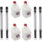 VP Racing 35221-CA 5.5 Gallon Square Patriotic Motorsport Jug w/ 14 Inch Deluxe Filler Hose Close-Trimmed Cap and Neck for Tighter Seal 4 Pack