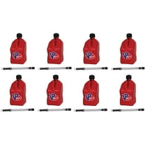 VP Racing Fuels 5-Gallon Square Motorsport Racing Liquid Jug Can Container Red and 14" Hose 8 Pack