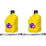 VP Racing Fuels 5-Gallon Square Motorsport Utility Container Yellow & 14" Standard Hose (2 Pack)