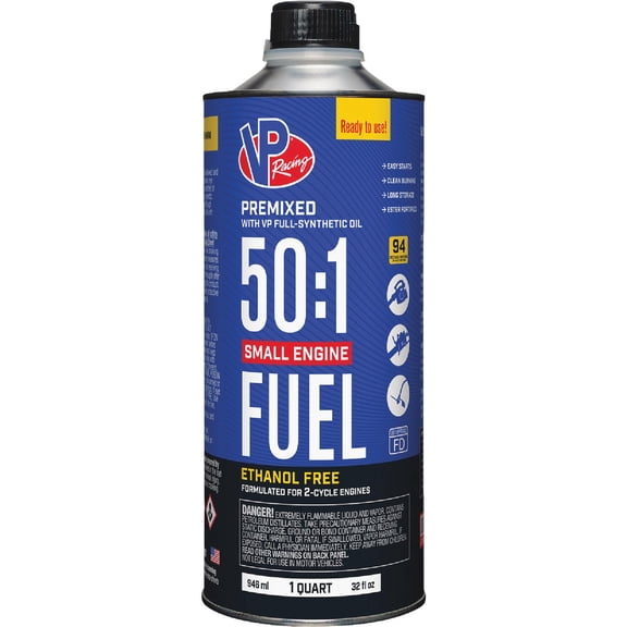 VP Racing Fuels 6235 SEF 50:1 Premixed 2-Cycle Small Engine Fuel, 1 Quart