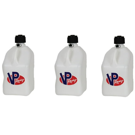 VP Racing 3522-CA, 5.5 Gallon Square White Motorsport Jug w/ 14 Inch Standard Filler Hose Close-Trimmed Cap and Neck for Tighter Seal (2 Pack)