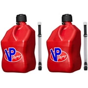 VP Racing Fuels Motorsport 5 Gallon Plastic Utility Jug Red w/ Deluxe 14 Inch Hose Kit 2 Pack Fits Most Automotive Gas Tanks and Has Built-In Filter